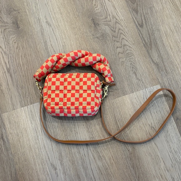 Clare V Red and Cream Checkered Crossbody Bag - Picture 3 of 8